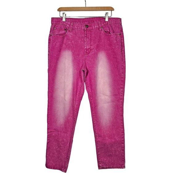 Y2K Vintage Pink Denim Jeans by‎ Diana Gilman Cotton Stretch Blend Womens 16 - Picture 1 of 10